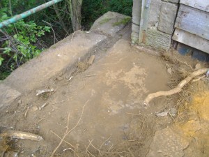 Original stonework under the concrete.