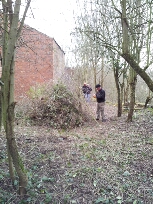 Lighting a pile of cuttings