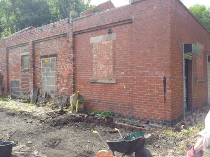 Where the c.1890s engine house meetings the c.1920s electrical switchgear extension