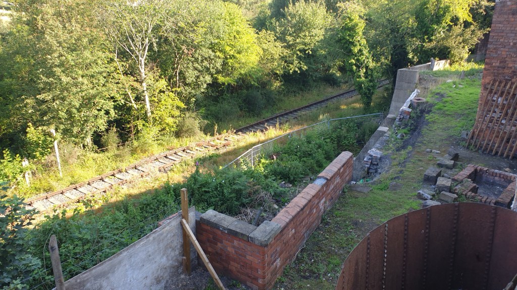 View of lower terrace behind winding engine house at Hemingfield Colliery