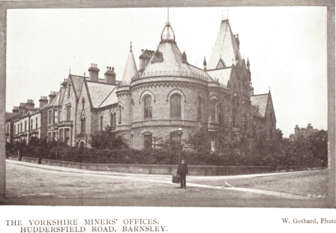 Yorkshire Miners Association (Now NUM) building on Huddersfield Road, Barnsley, Warner Gothard image from Borough Pocket Guide to Barnsley, 394 c. 1908