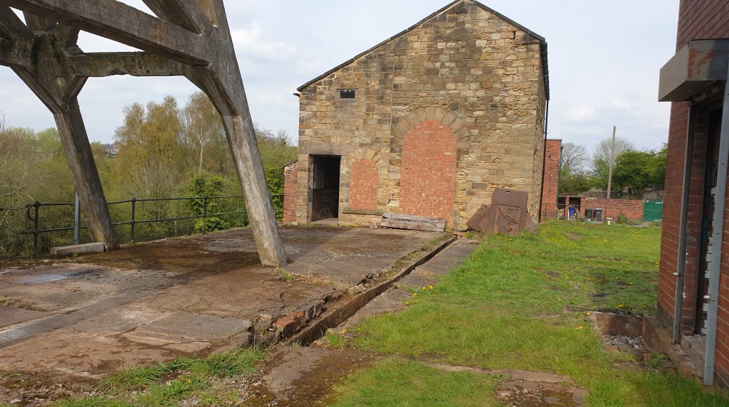 View of the concrete surface around the main headgear at Hemingfield - cleared of moss.